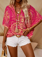 NEW - V-neck resort style batwing sleeve top