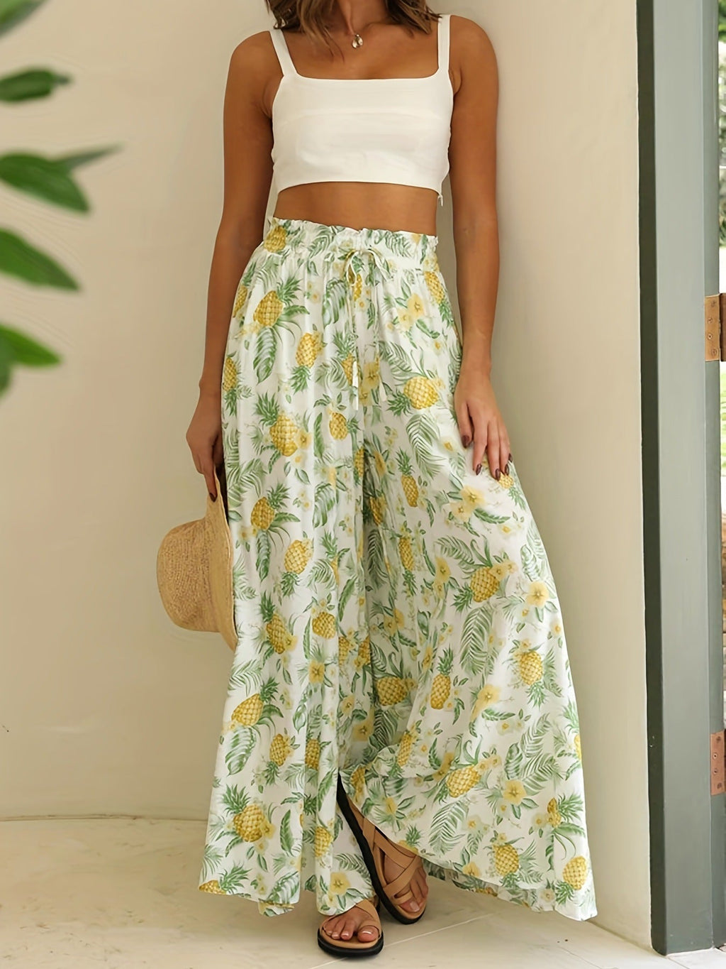 Summer high-waisted loose-fitting comfortable wide-leg