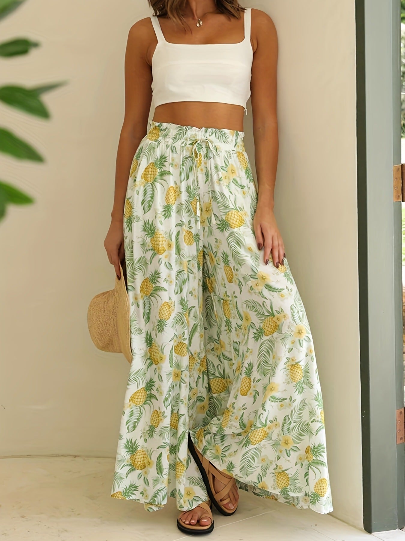 Summer high-waisted loose-fitting comfortable wide-leg