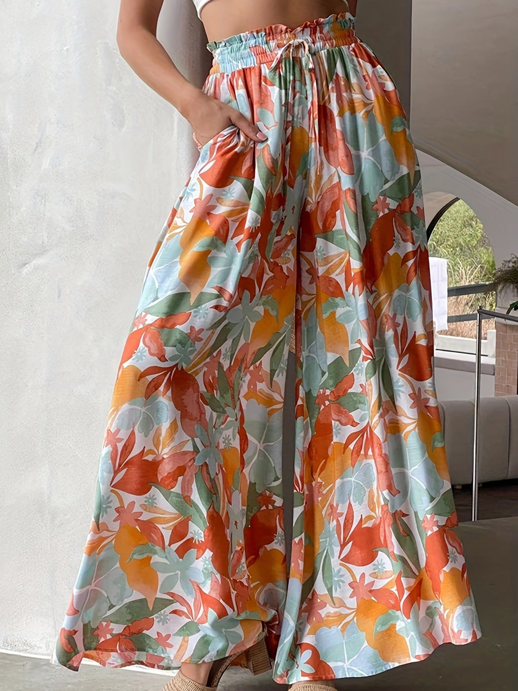 Summer high-waisted loose-fitting comfortable wide-leg