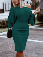 Slim-fit, elegant knitted winged sleeve dresses with sleeves – trendy and flattering