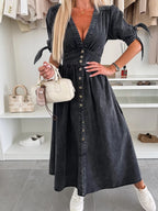 Serenity Chic Buttoned Midi Dress