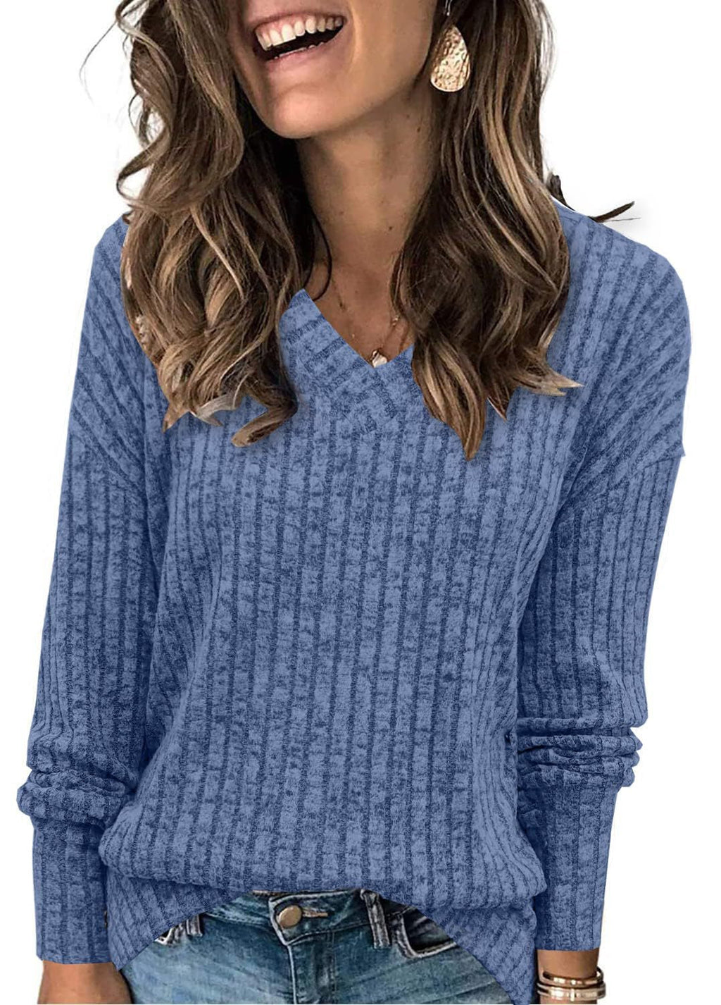 Oaky V-neck spring sweater