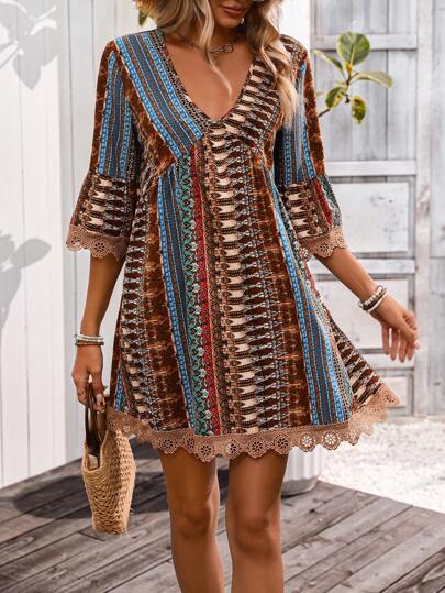 Vestido mini con cordones Desert Boho Muse